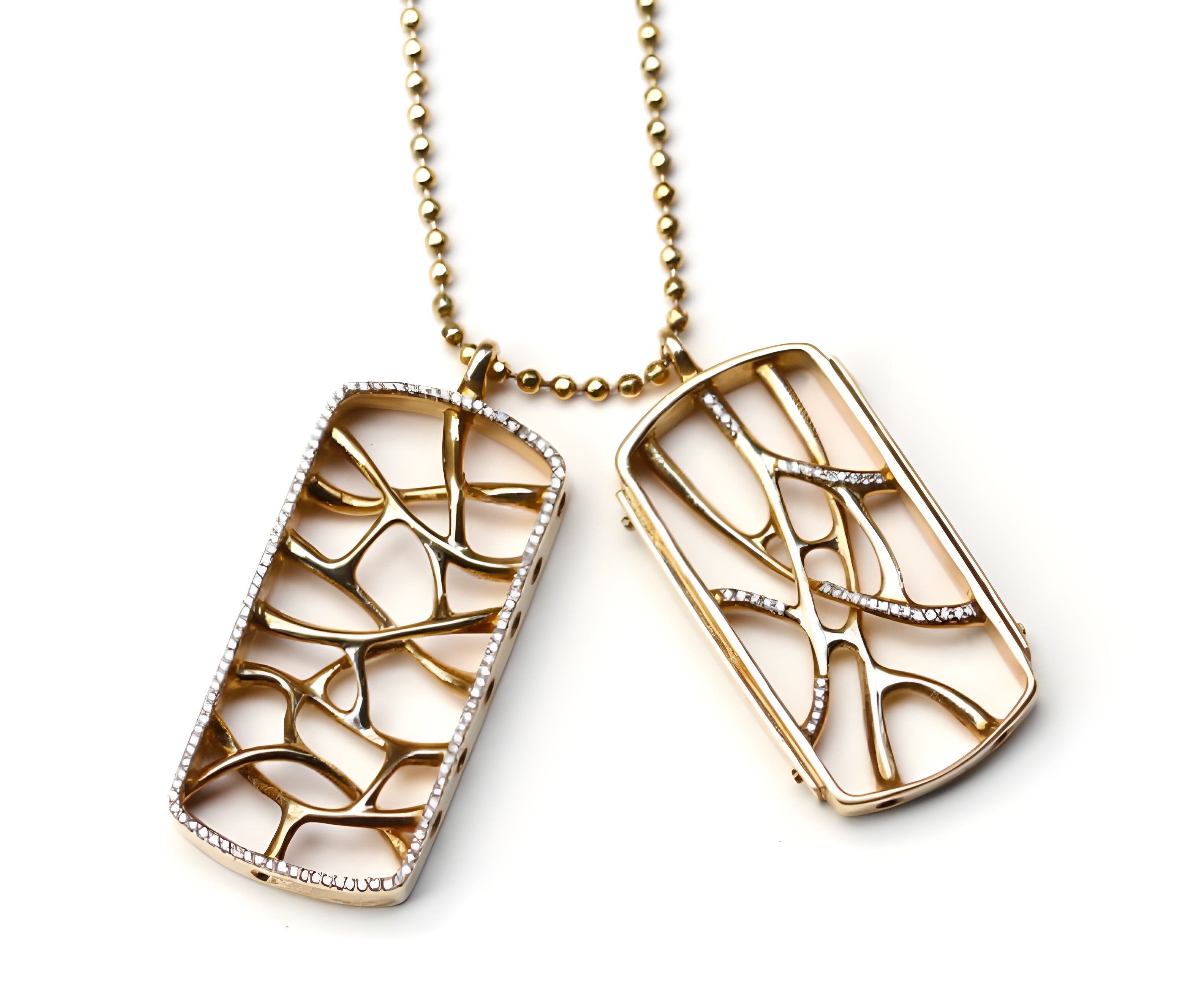 18k Gold Web Dog Tag Necklace