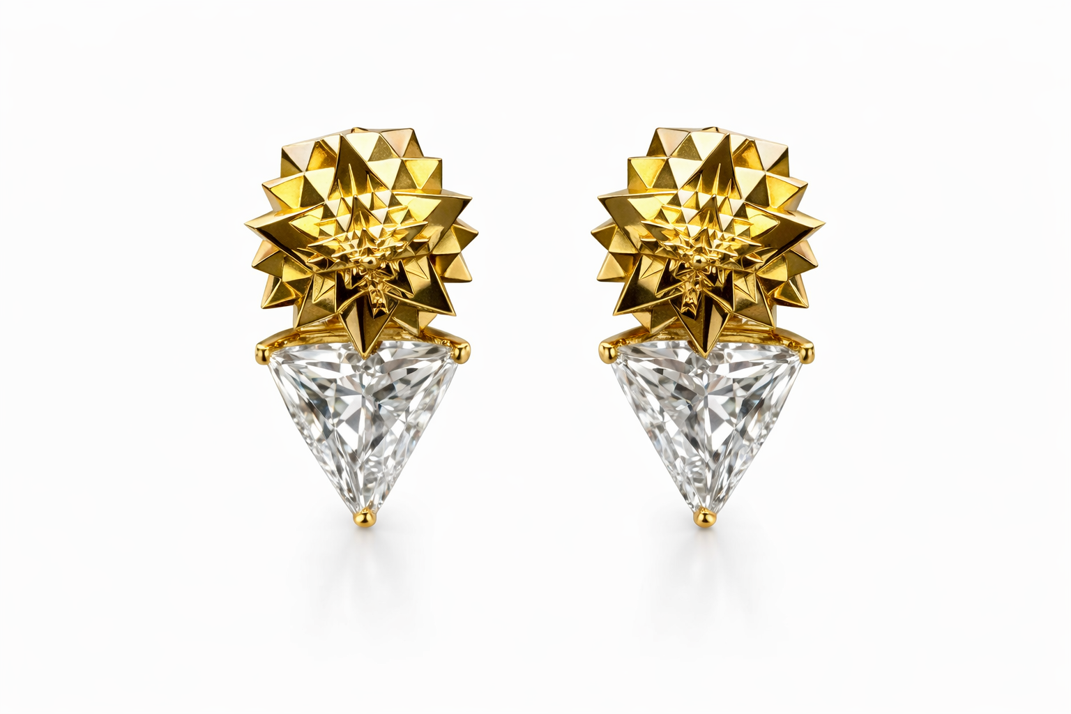 Thoscene Apex Drop Earrings 18K Gold & Custom-Cut Moissanite (Limited Edition)