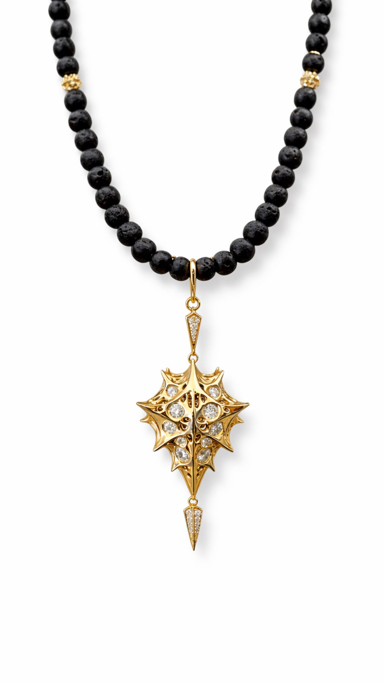 TEMPLE 18K GOLD AND LAVA STONE NECKLACE