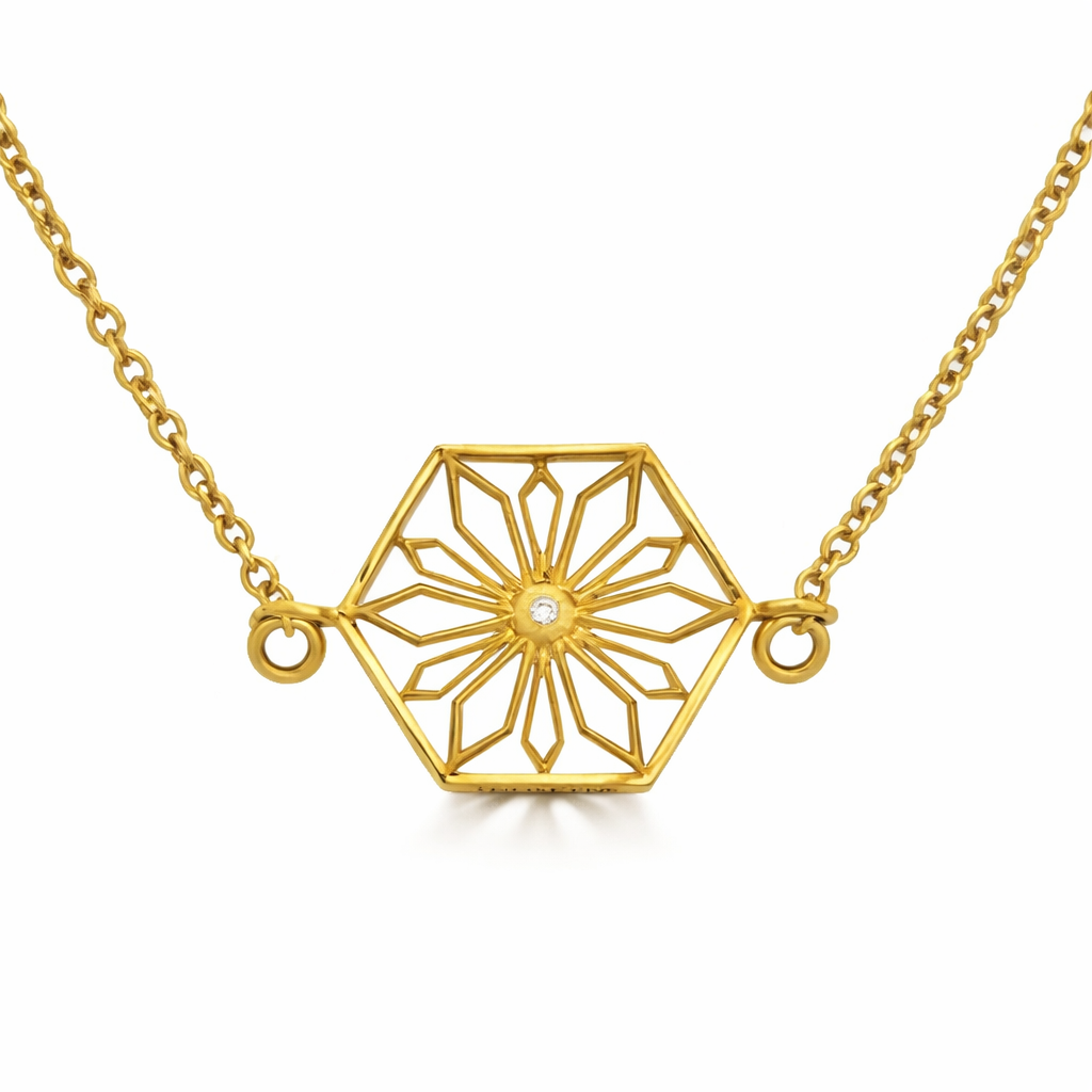 Snowflakes Honor Gold Necklace