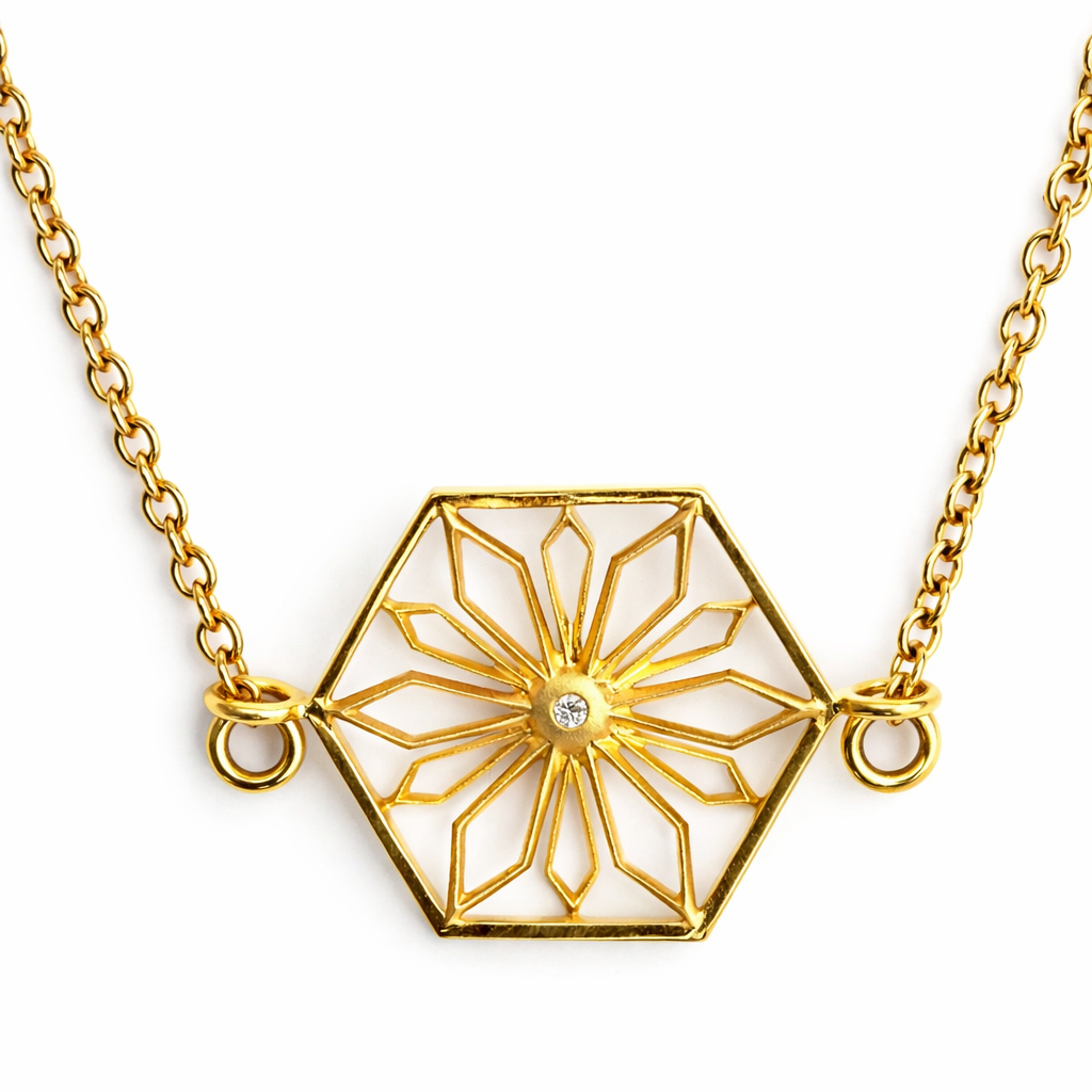 Snowflakes Honor Gold Necklace