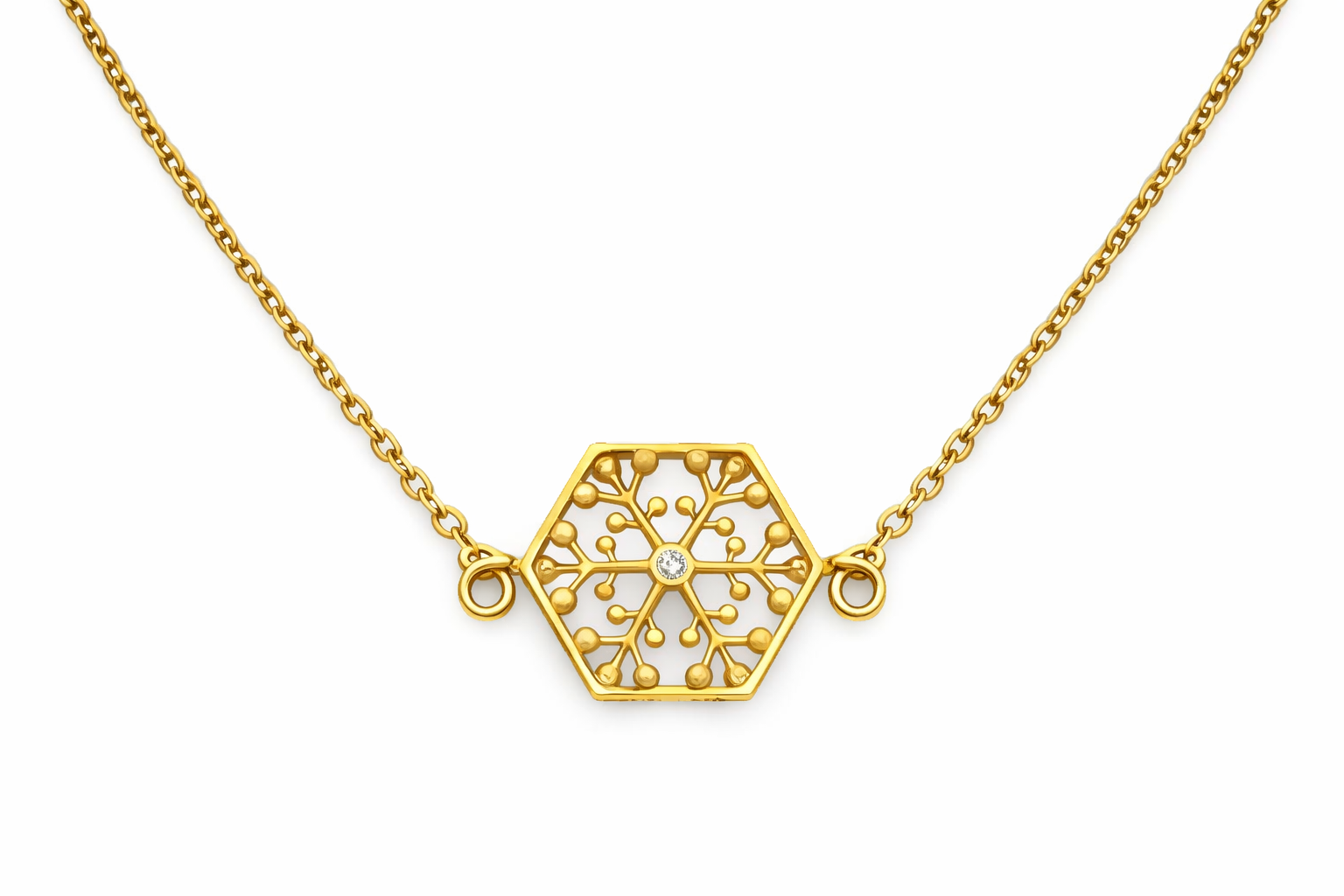 Snowflakes Independence Gold Necklace