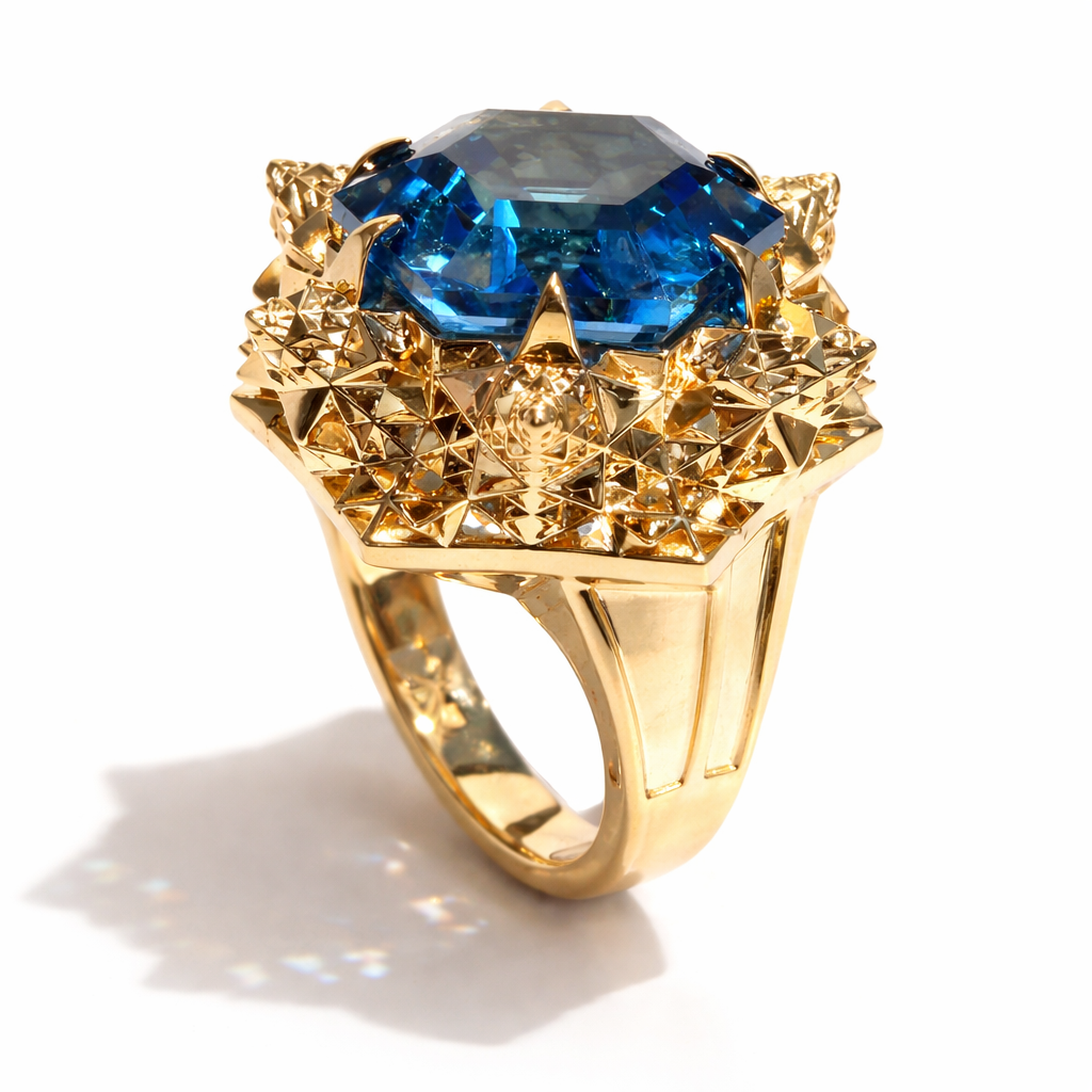 Fractal Gold Topaz Ring
