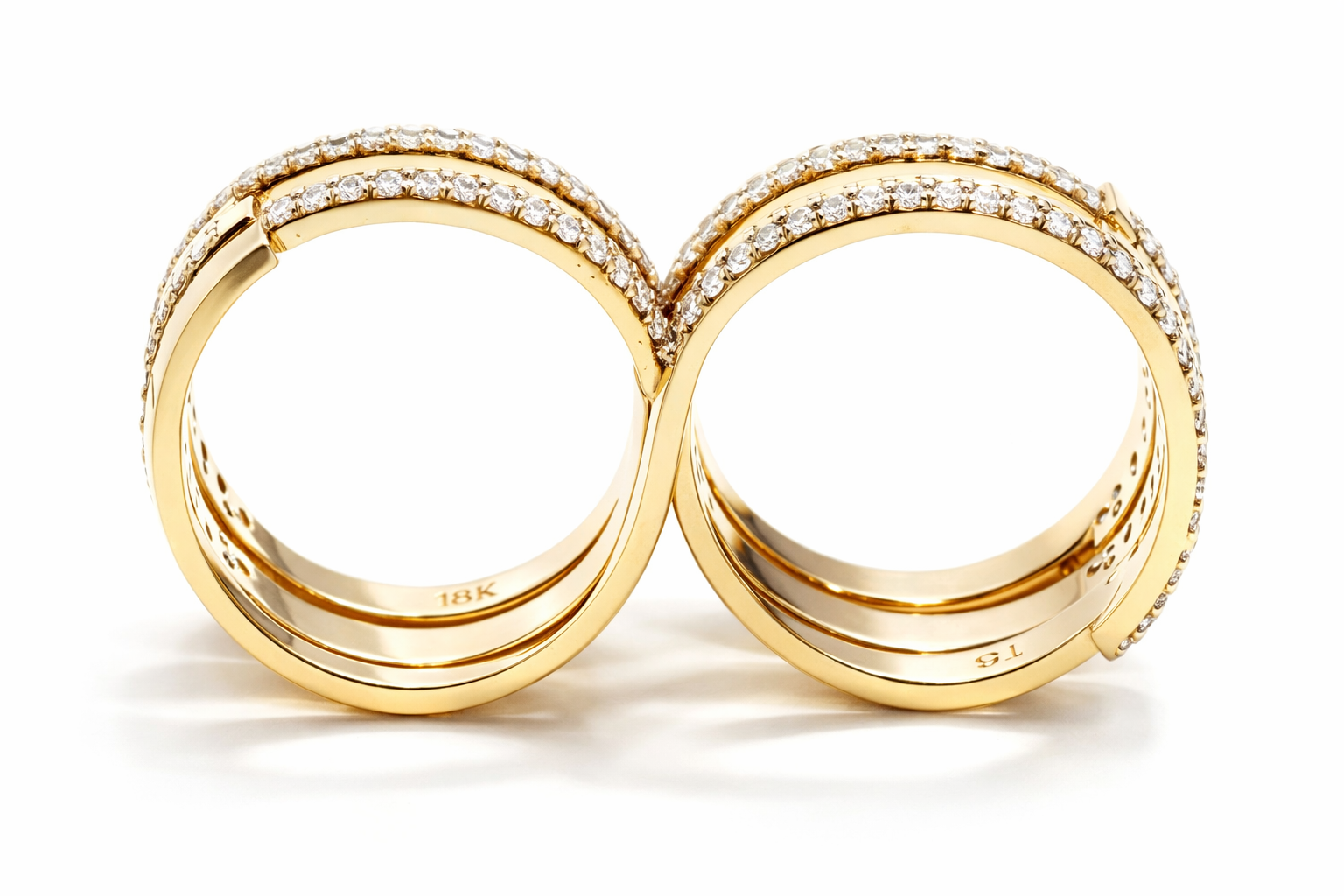 Fabri Infinity Double Loop Diamond and 18k Gold Ring