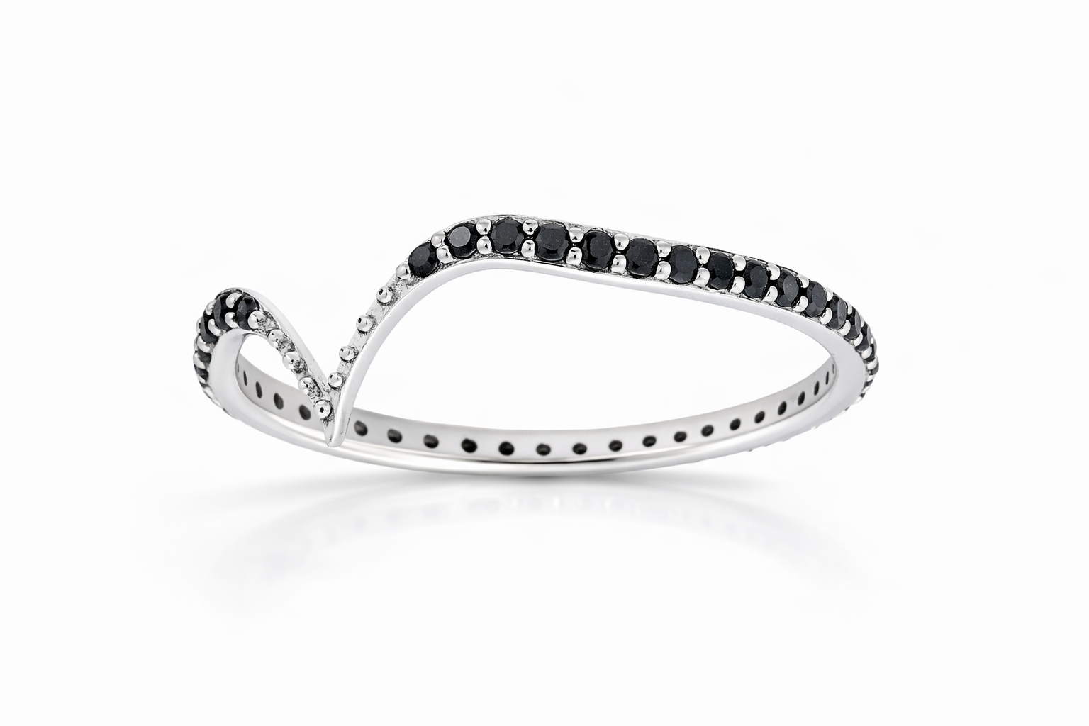 Fabri Single Stackable Black Diamond Gold Ring