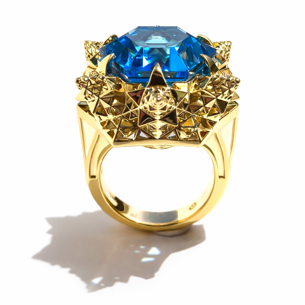 Fractal Gold Topaz Ring