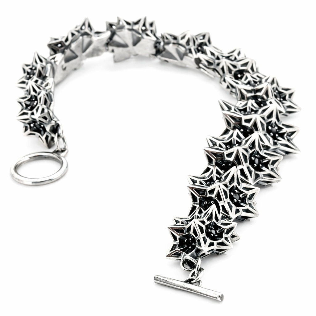 Helix Frame Black Sapphire and Sterling Silver Bracelet