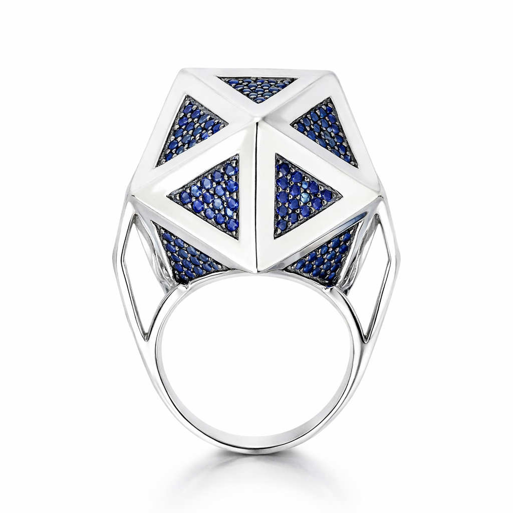 Icoso Blue Sapphire Silver Ring