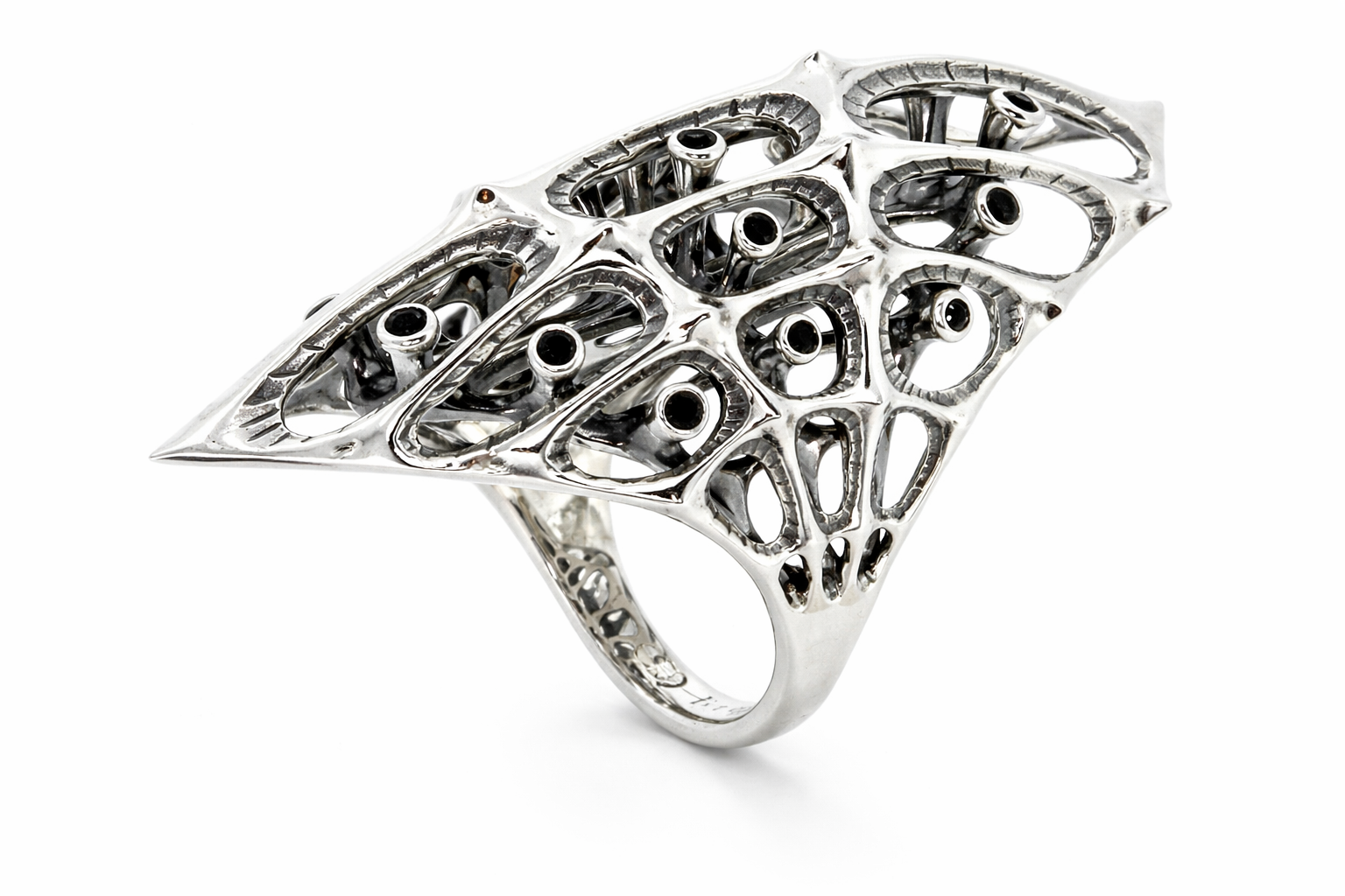 Morpho Ring: Sterling Silver with Black Onyx Accents