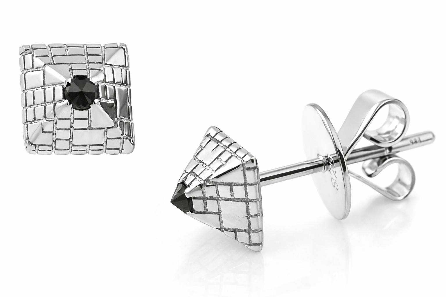 Singular Sapphire Silver Stud Earrings