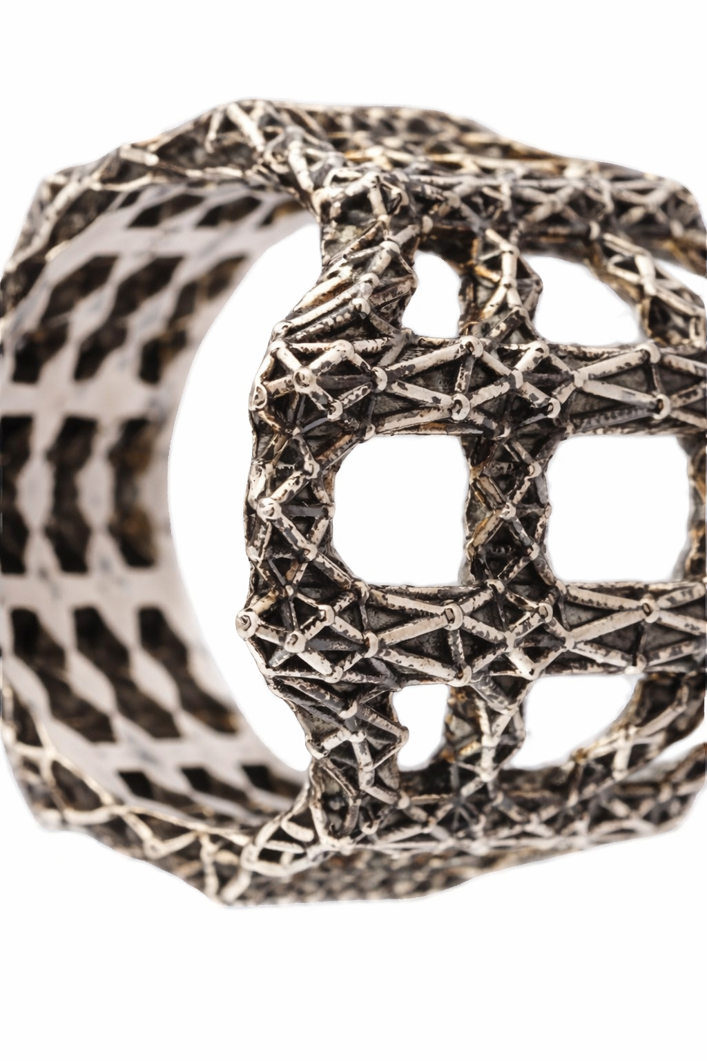 Singularity Molecule Long Silver Ring