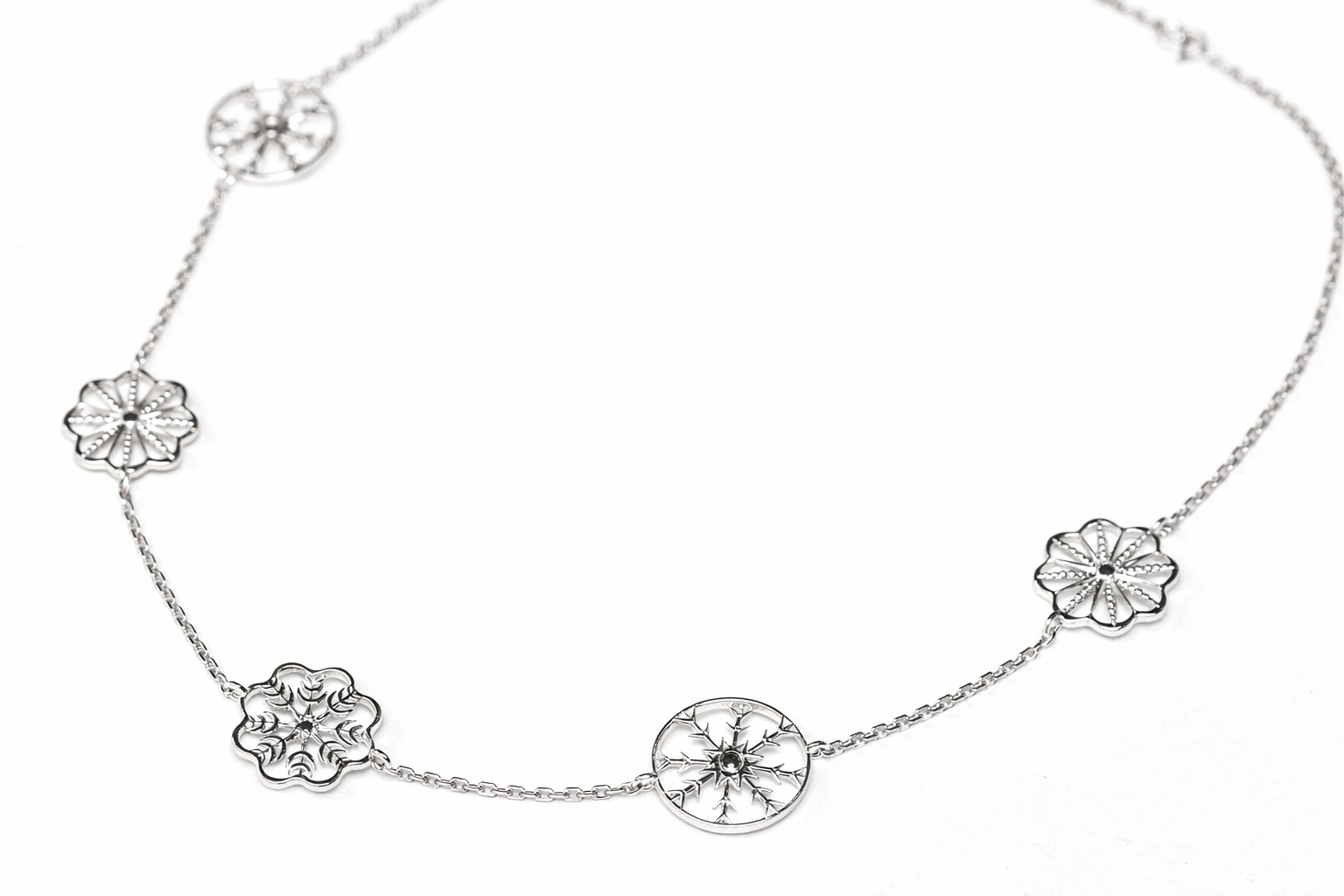 Snow Queen Charm Long Silver Necklace