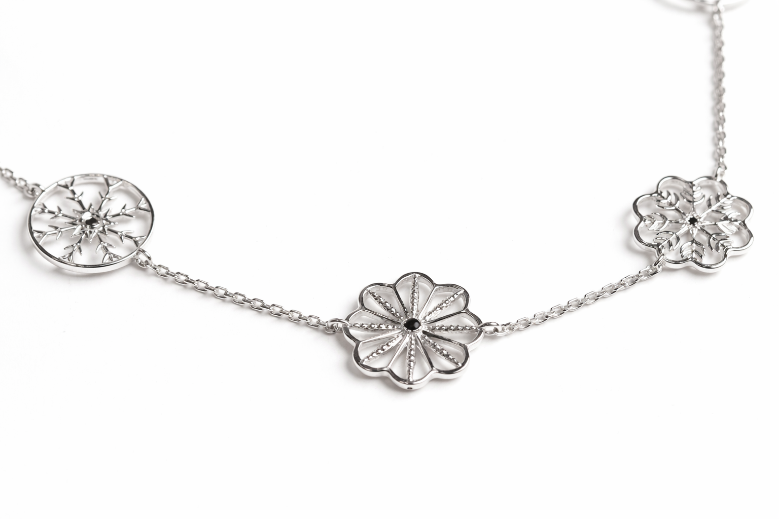 Snow Queen Charm Long Silver Necklace