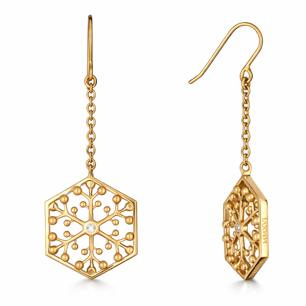 Snowflakes Independence Gold Earrings