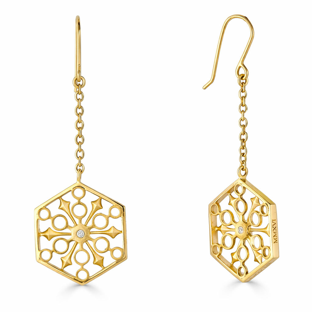 Snowflakes Power Gold Earrings