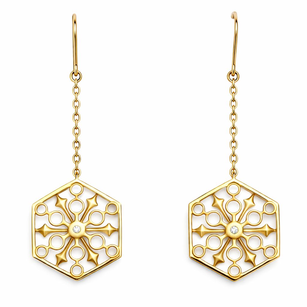 Snowflakes Power Gold Earrings