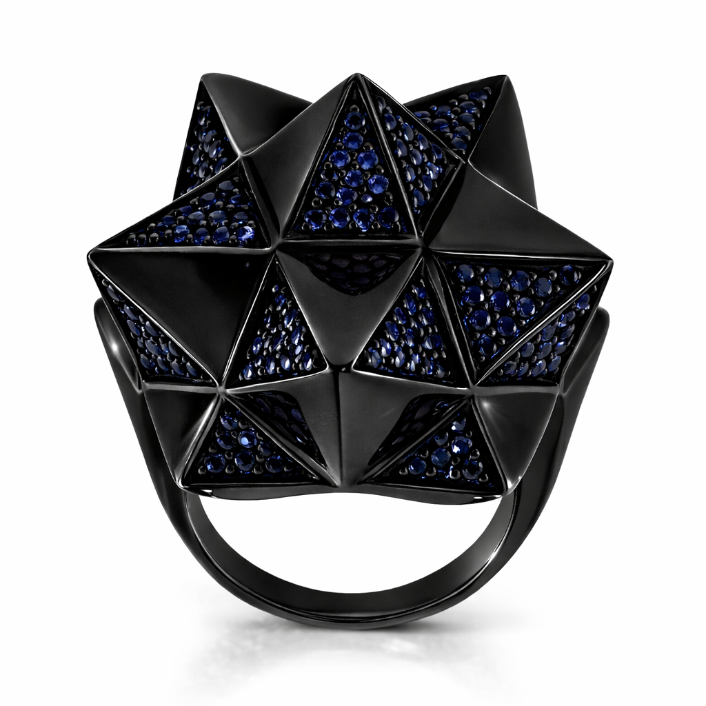 Tetra Partial Pave Sapphire Silver Ring