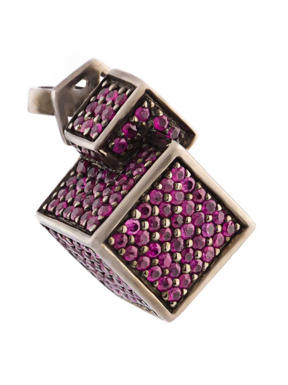 Fractality Cubes Ruby Stud Silver Earrings - John Brevard