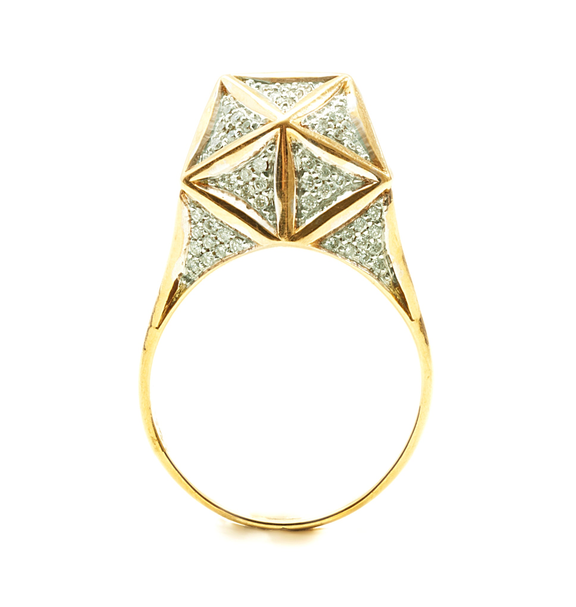 One of a Kind Large Icoso White Diamonds 18k Gold Ring - John Brevard