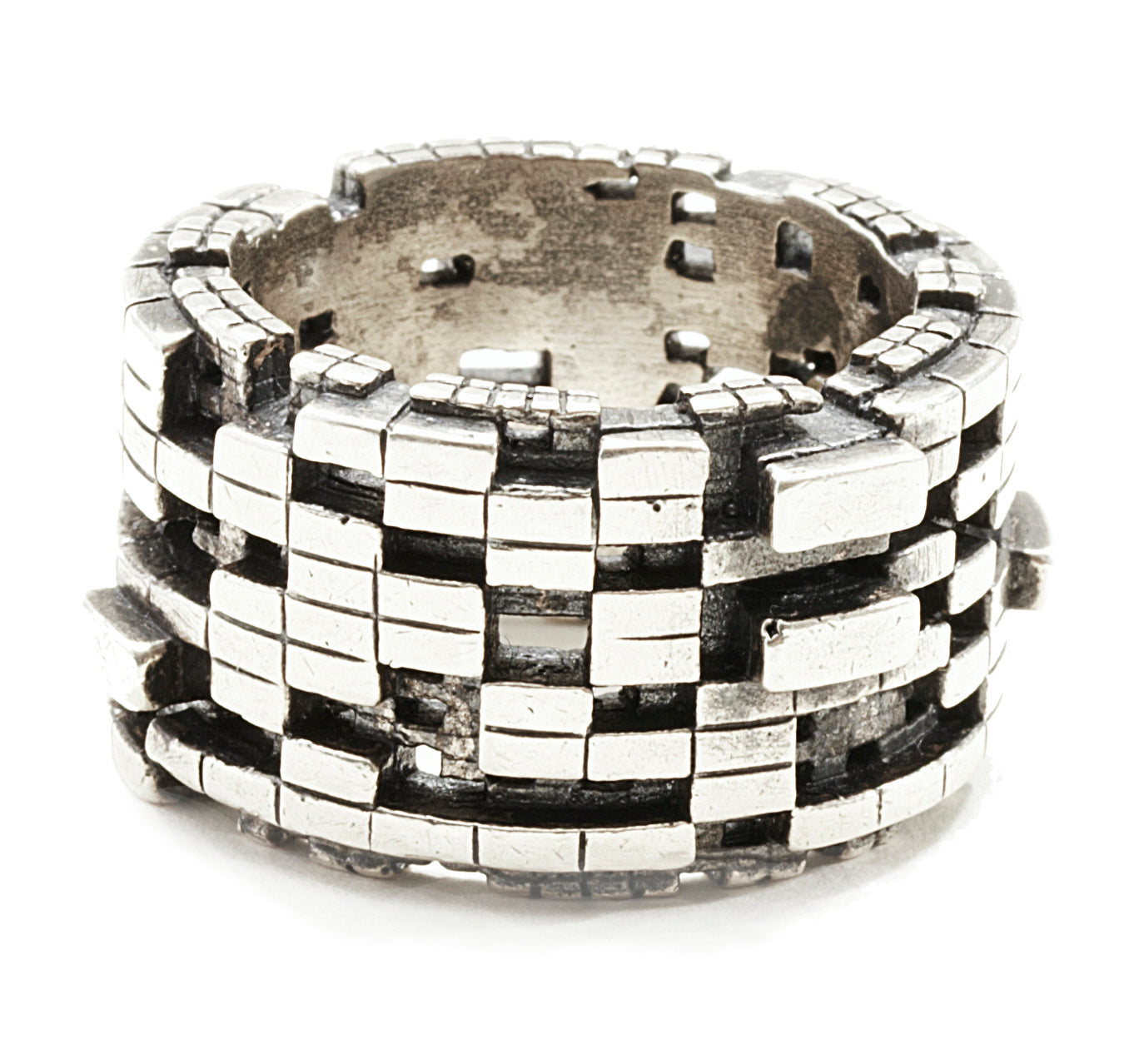 Wide Silver Cube Ring