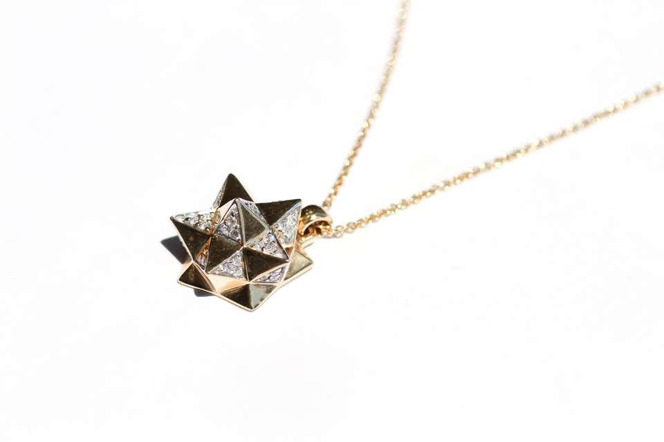 Tetra Verahedra Series Diamond Gold Necklace - John Brevard