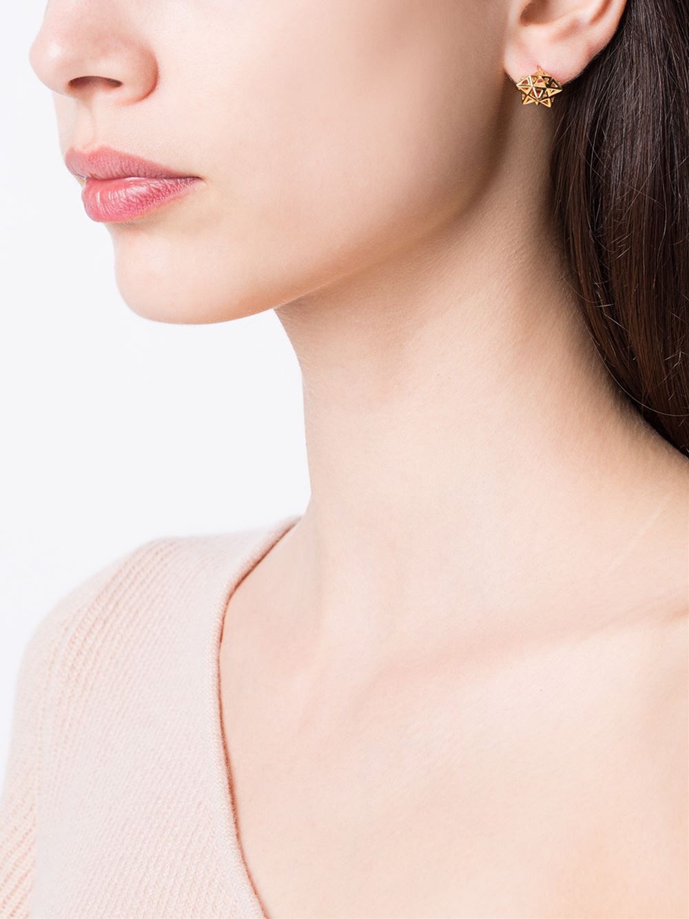 Framed Mini Tetra Gold Earrings - John Brevard