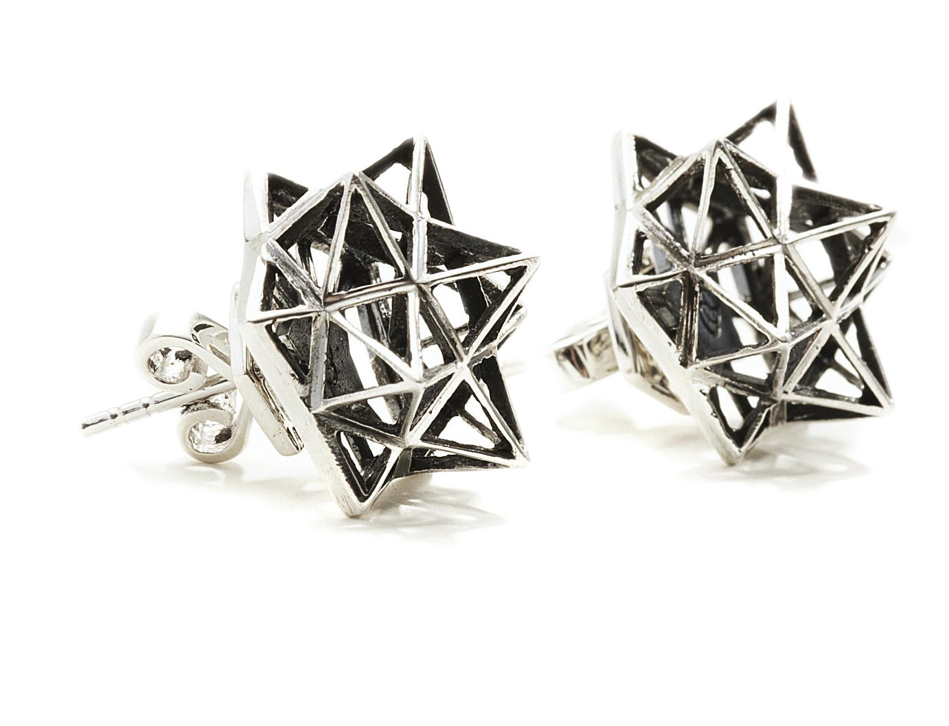 Framework Stud Silver Earrings - John Brevard