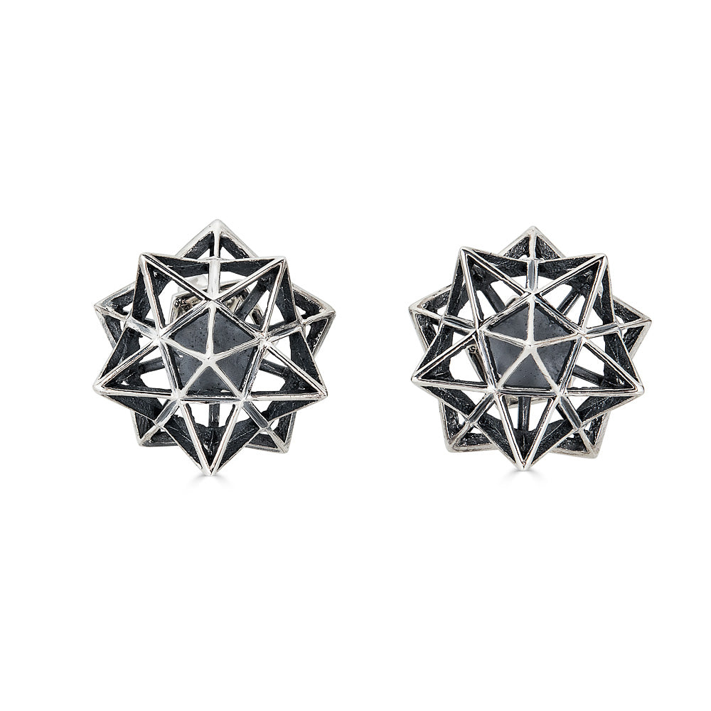 Framework Stud Silver Earrings - John Brevard