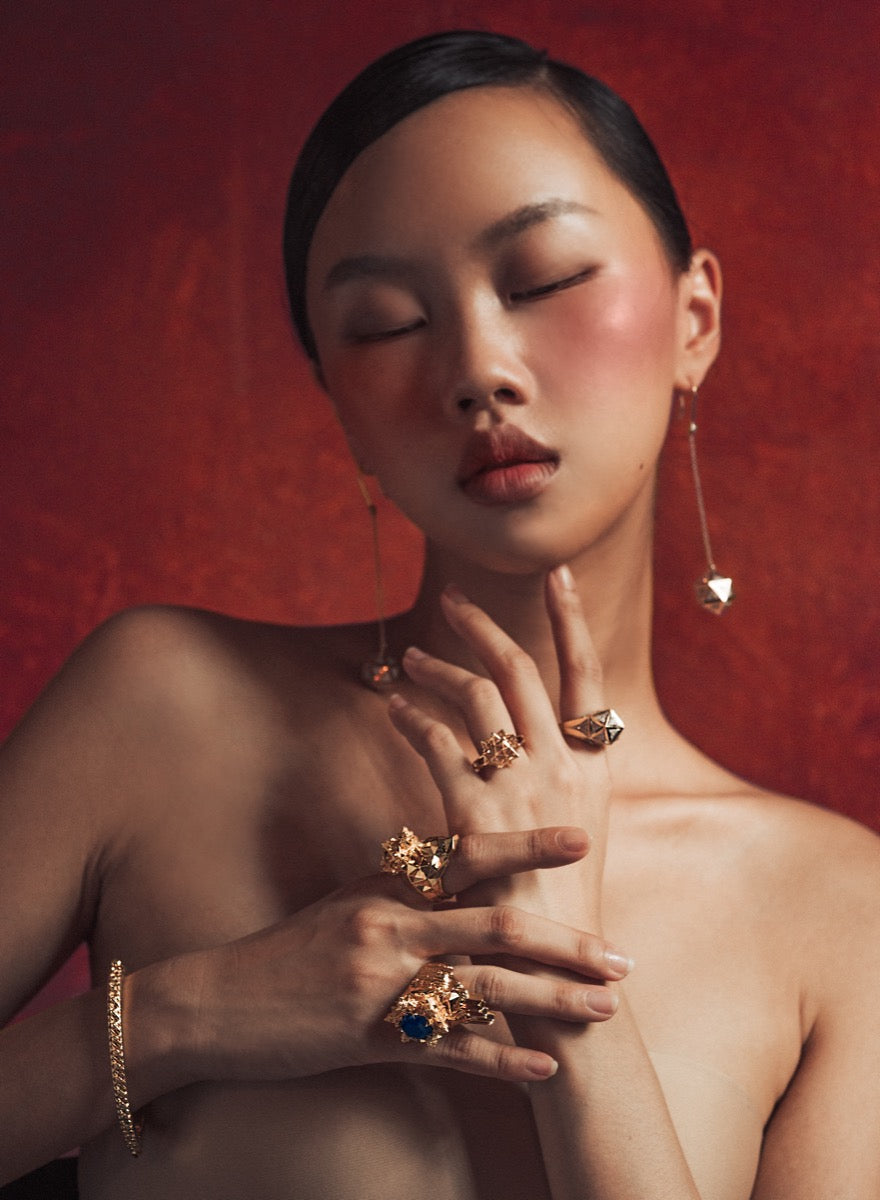 Gold Fractal Momento Mori Skull Ring - John Brevard