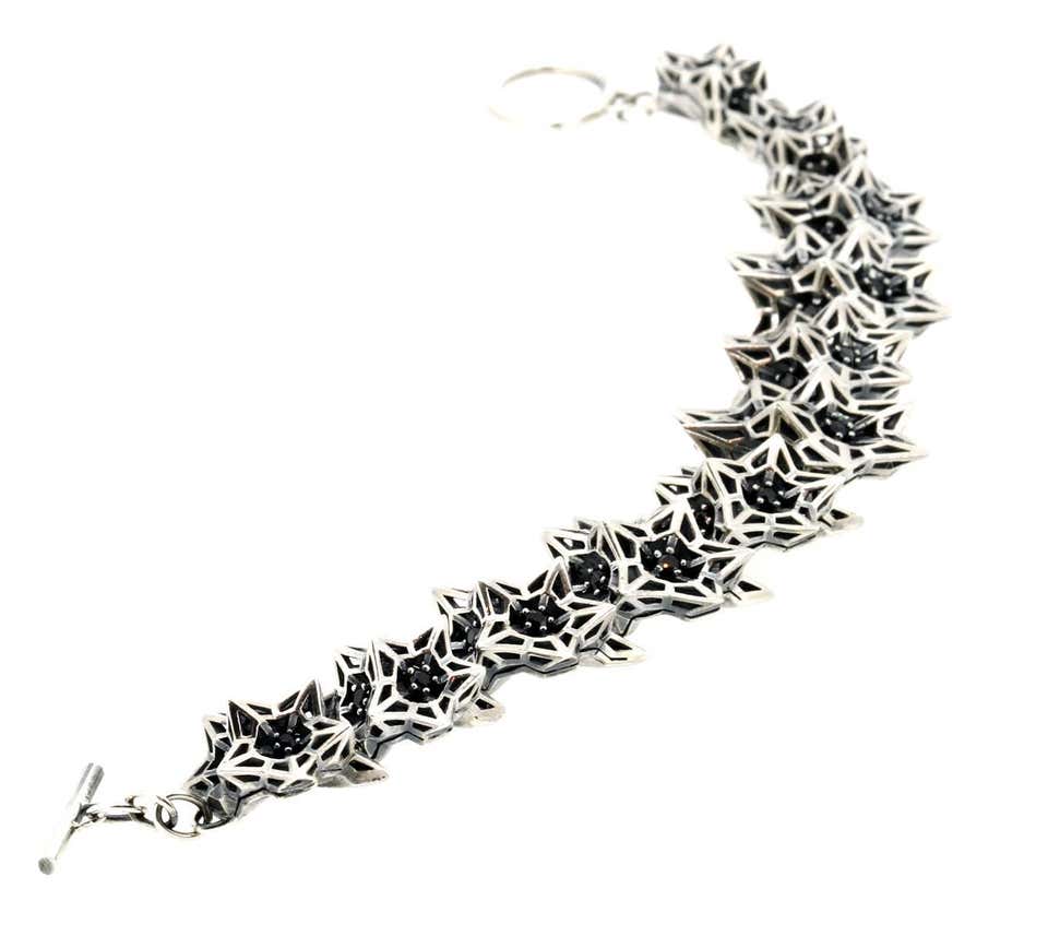 Helix Frame Black Sapphire and Sterling Silver Bracelet - John Brevard