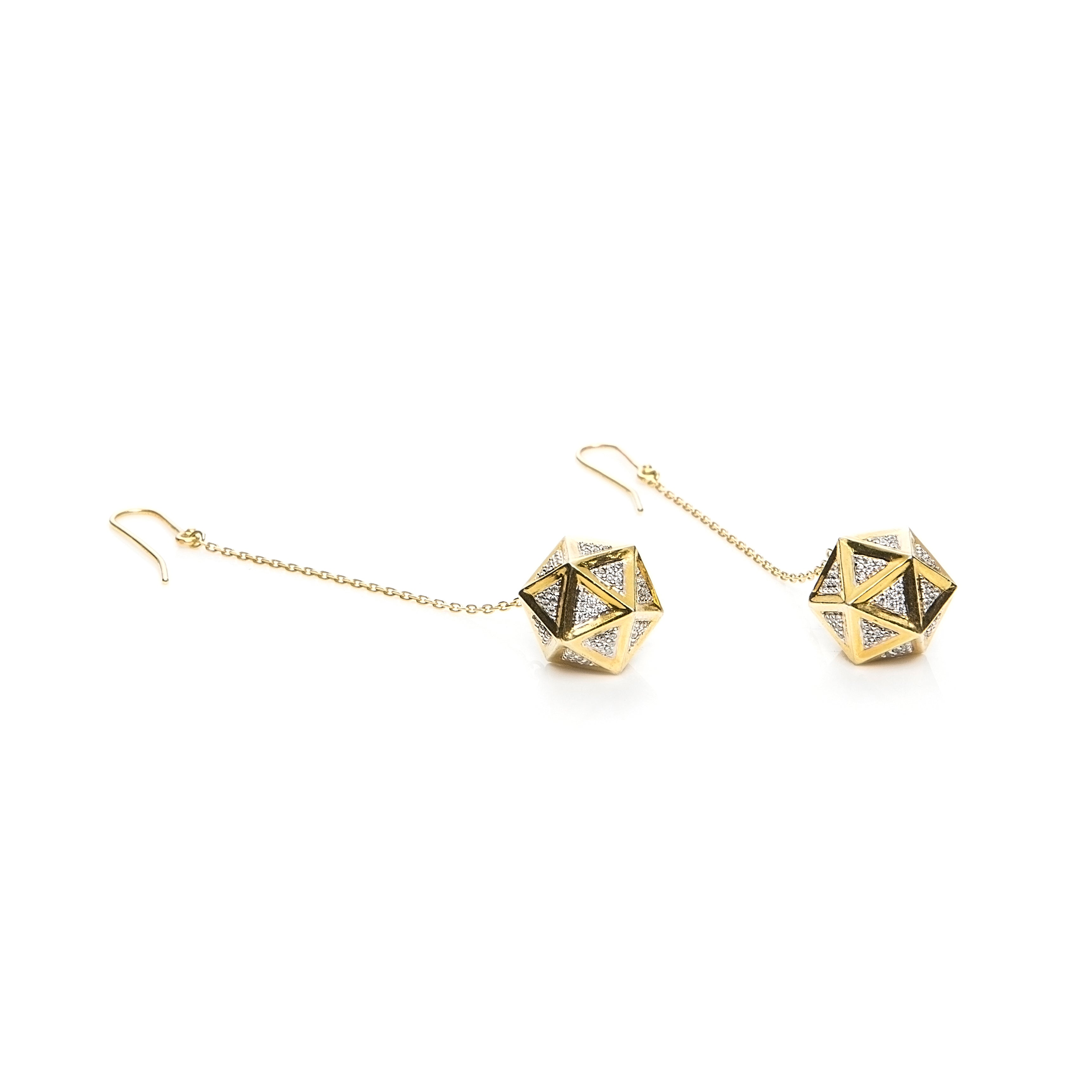 Icoso Diamond and 18k Gold Dangle Earrings - John Brevard