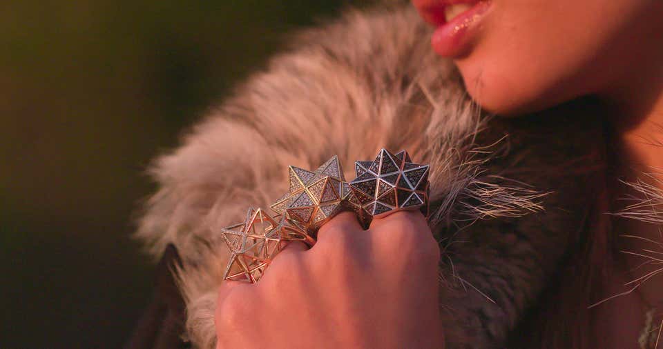 Tetra Full Pave Blue Sapphire Silver Star Ring - John Brevard