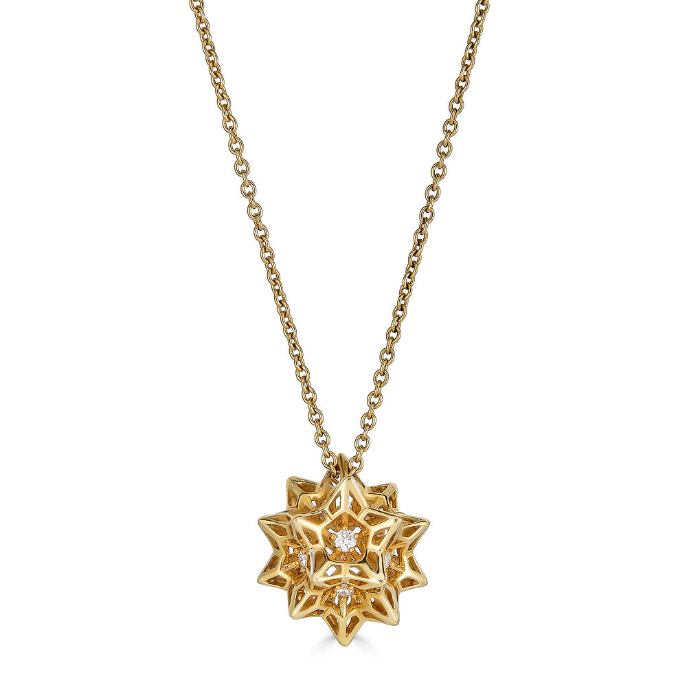 Helix Frame Diamond Gold Necklace - John Brevard