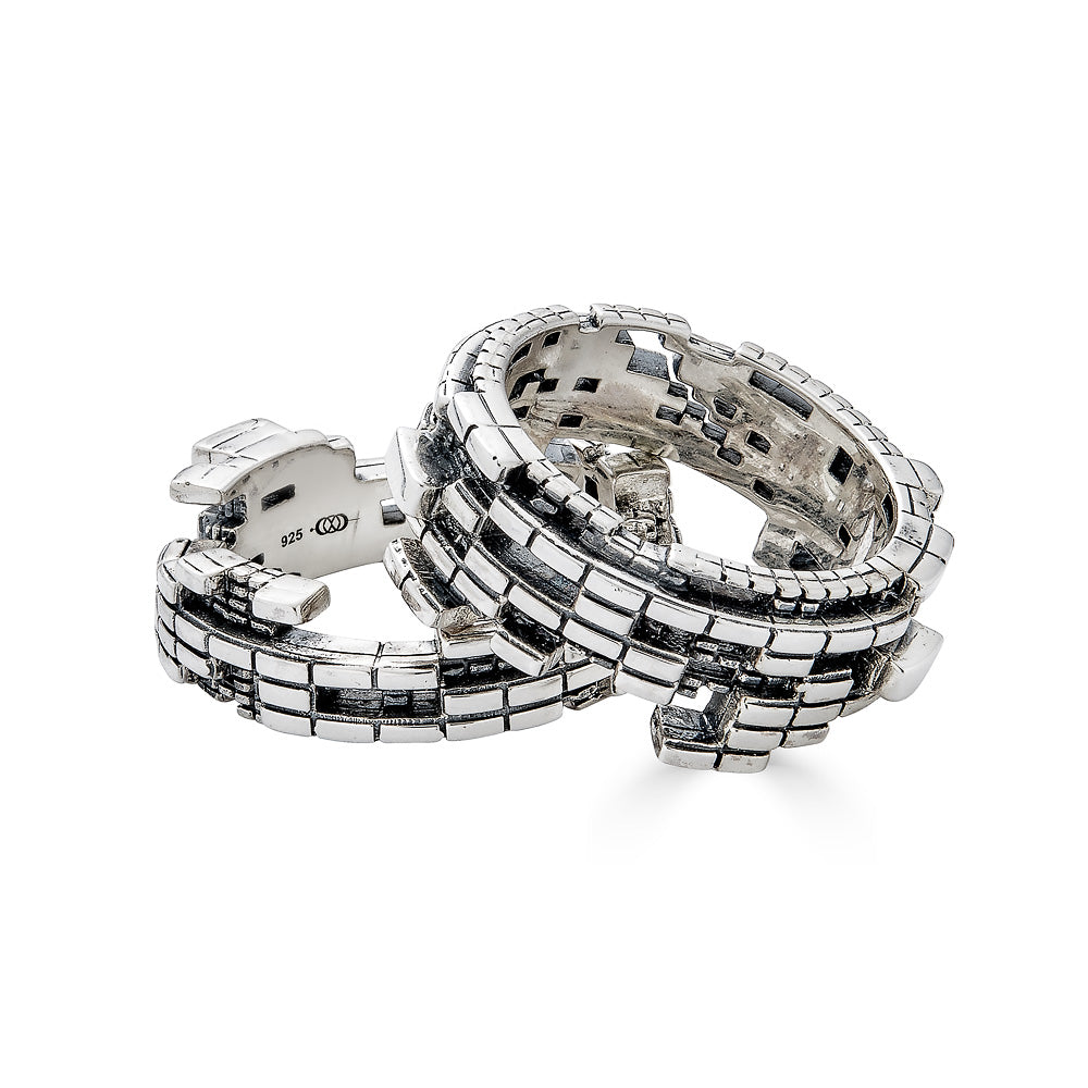 Bitcoin Blockchain Wide Silver Rings