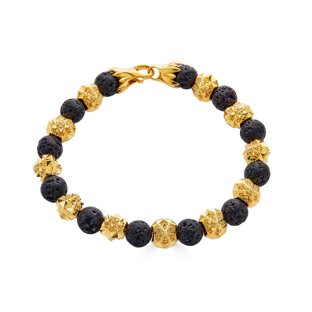 Temple 18K Gold and Lava Stone Bracelet