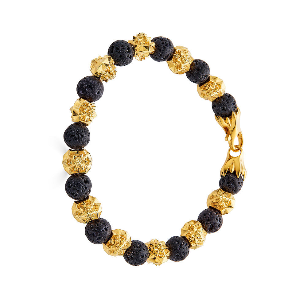 Temple 18K Gold and Lava Stone Bracelet