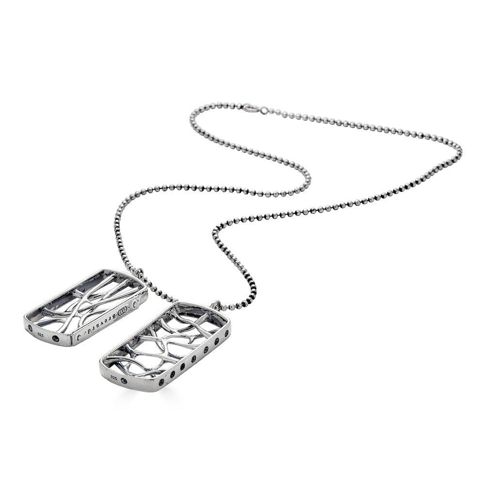 Sterling Silver Web Dog Tag Necklace