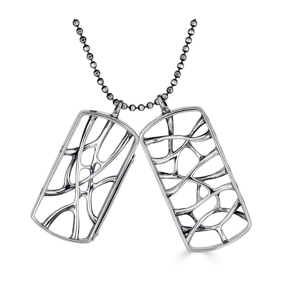Sterling Silver Web Dog Tag Necklace