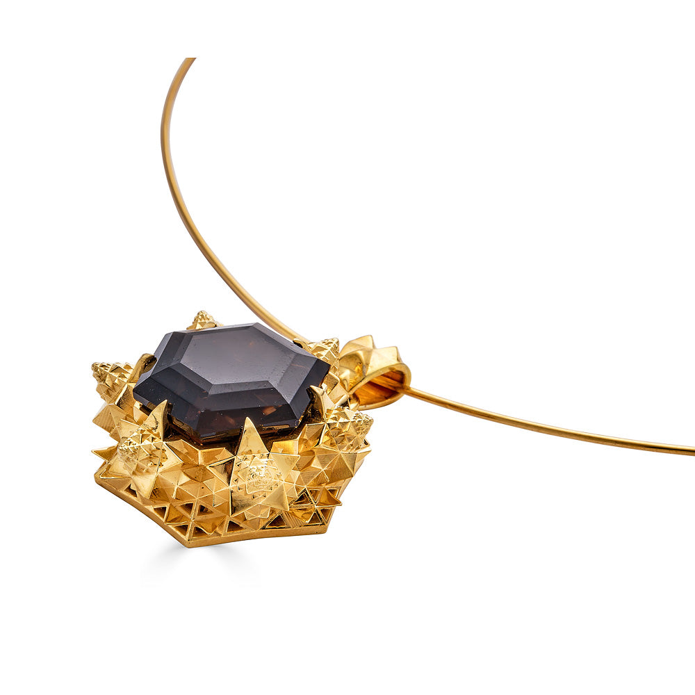 Thoscene Smoky Quartz 18K Gold Necklace