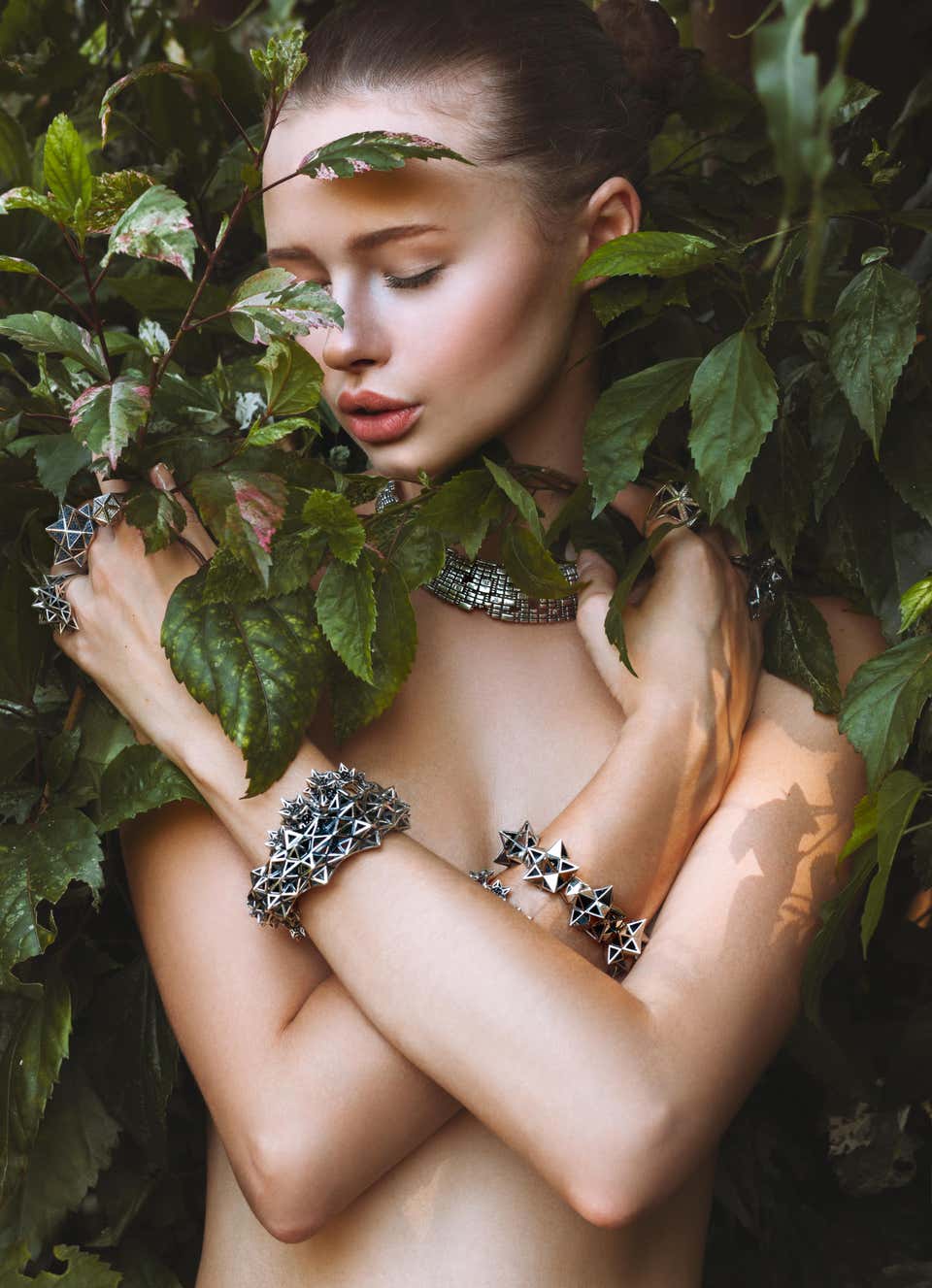 Tetra Full Pave Blue Sapphire Silver Star Ring - John Brevard