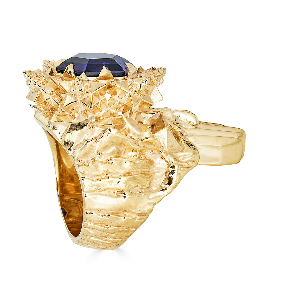 Momento Mori 18k Gold Sapphire Skull Ring - John Brevard