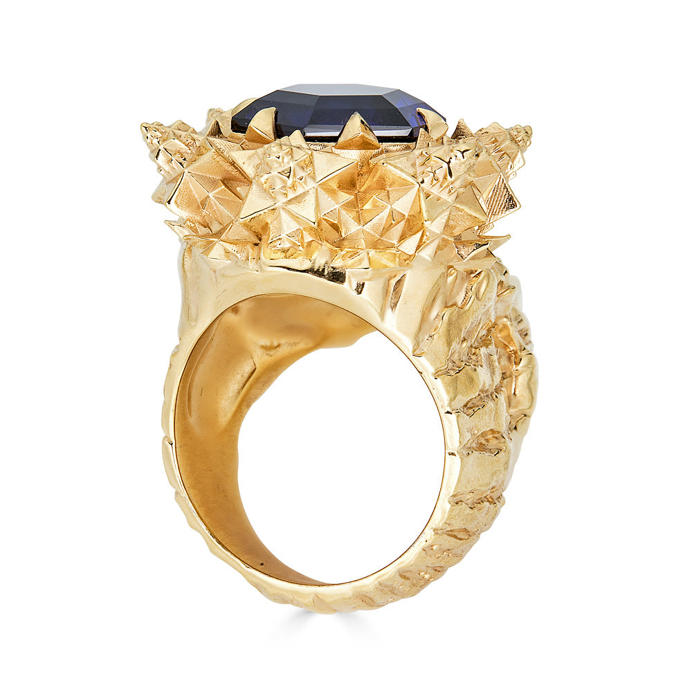 Momento Mori 18k Gold Sapphire Skull Ring - John Brevard