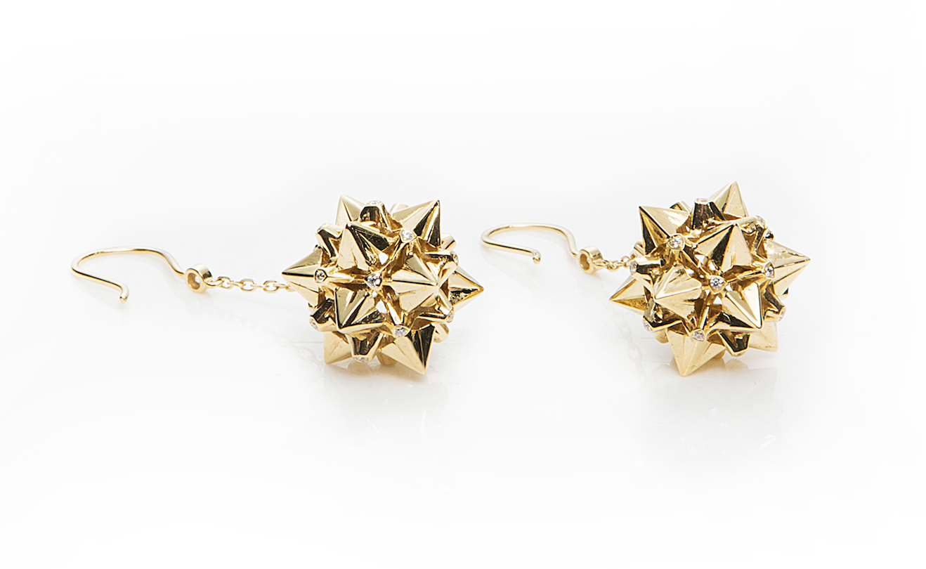 Nova Diamond Gold Dangle Earrings - John Brevard