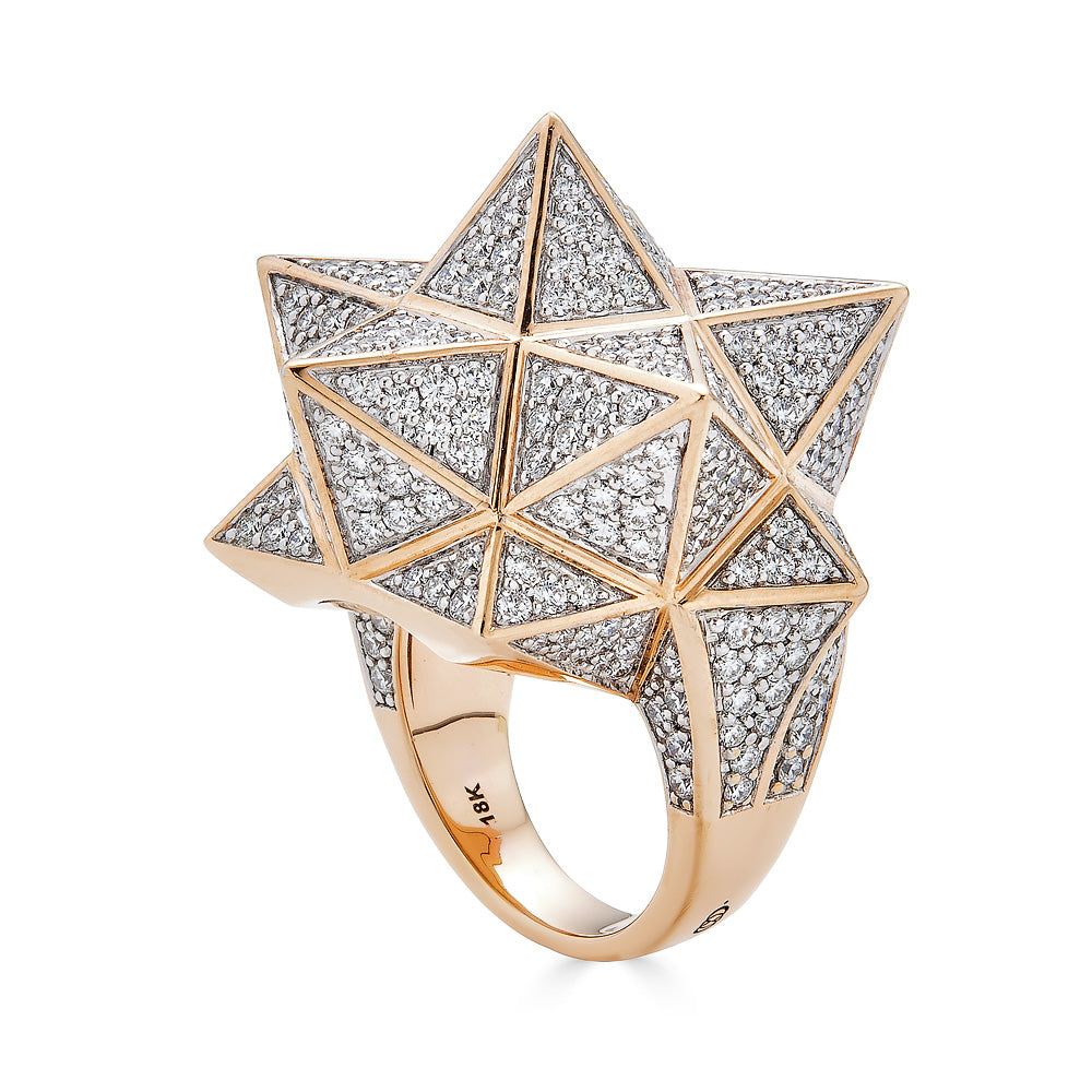 Rose Gold Star Tetra Diamond Ring - John Brevard