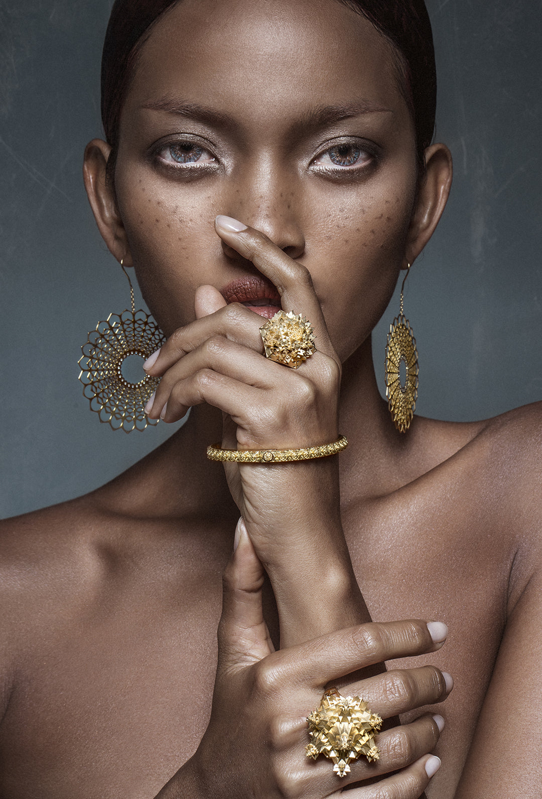 Spherical Diamond Gold Dangle Earrings - John Brevard