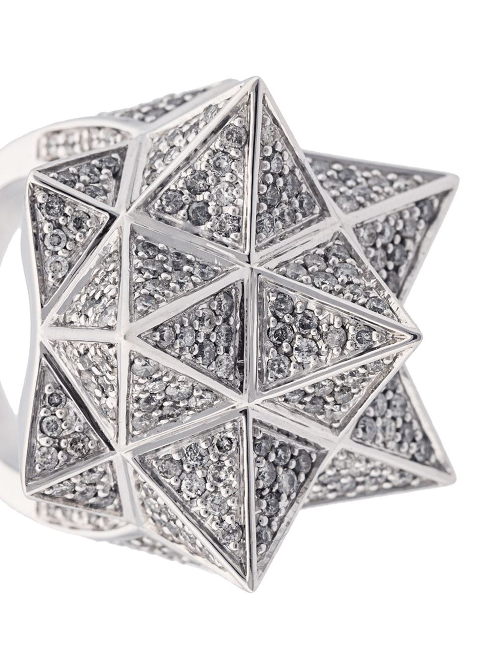Tetra Star Ring in 18k White Gold and Gray Diamonds - John Brevard