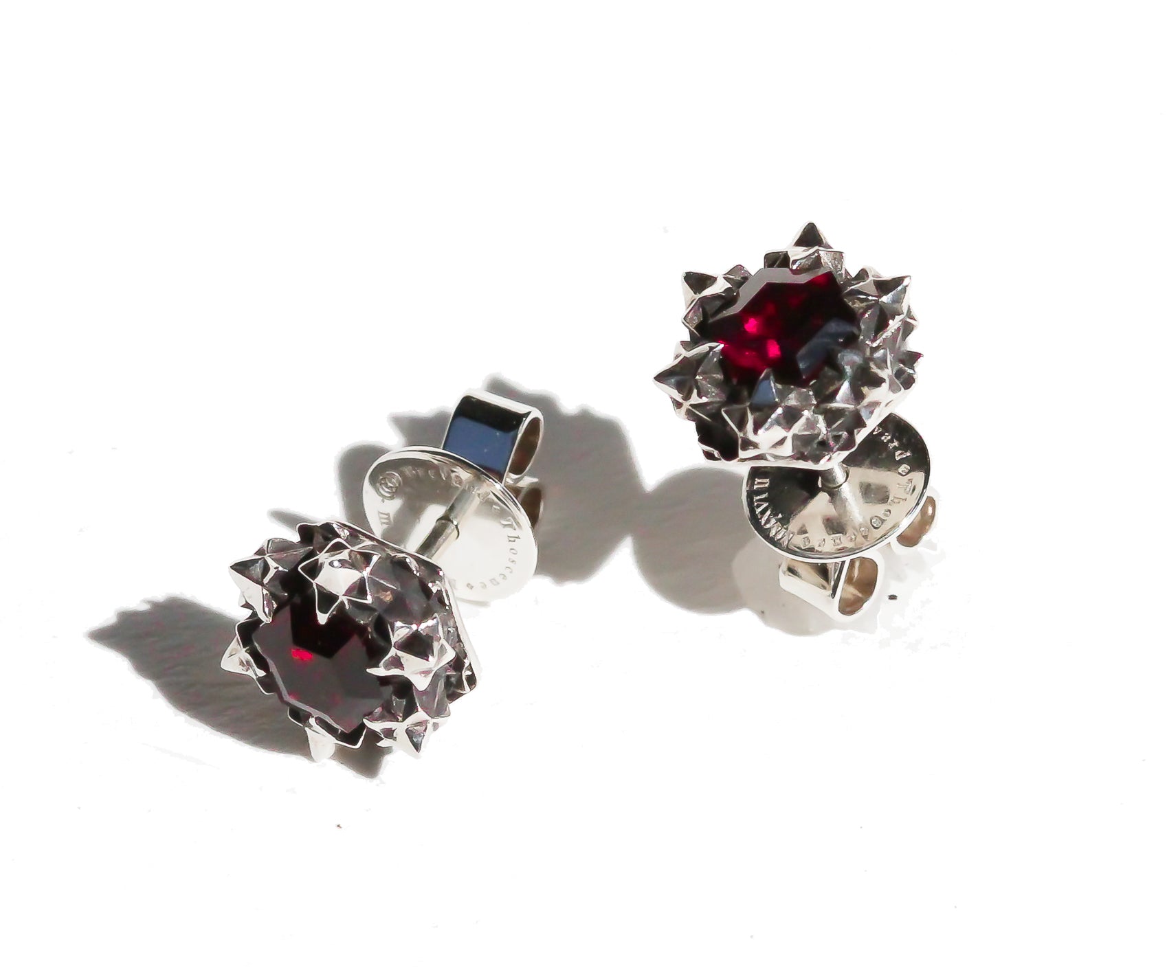 Thoscene Red Garnet Stud Earrings - John Brevard