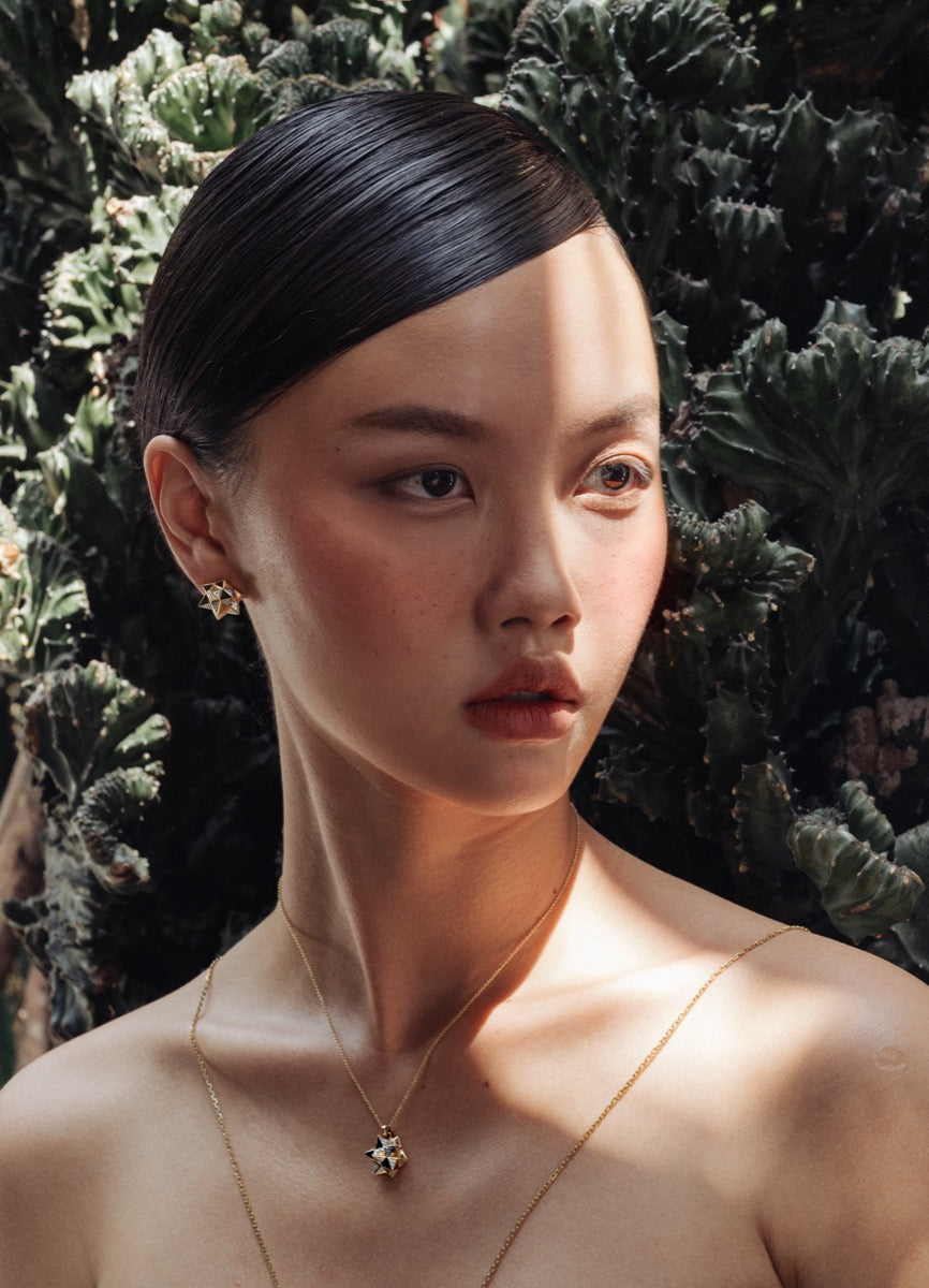 Tetra Diamond Gold Stud Earring - John Brevard