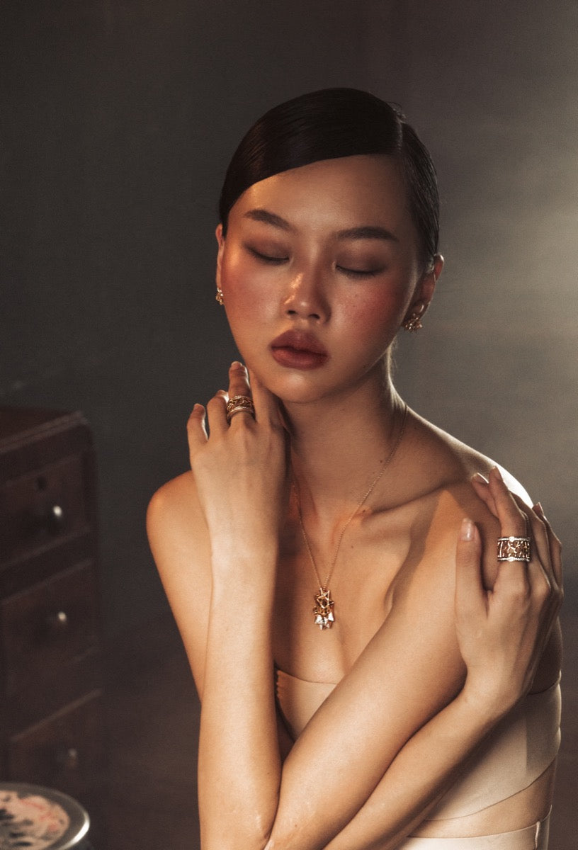 Tria Frame Diamond Gold Stud Earring - John Brevard