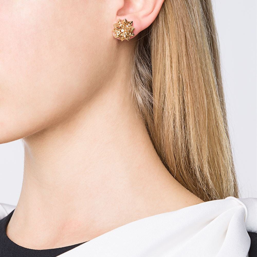 Flat Helix Frame Diamond Stud Gold Earrings - John Brevard